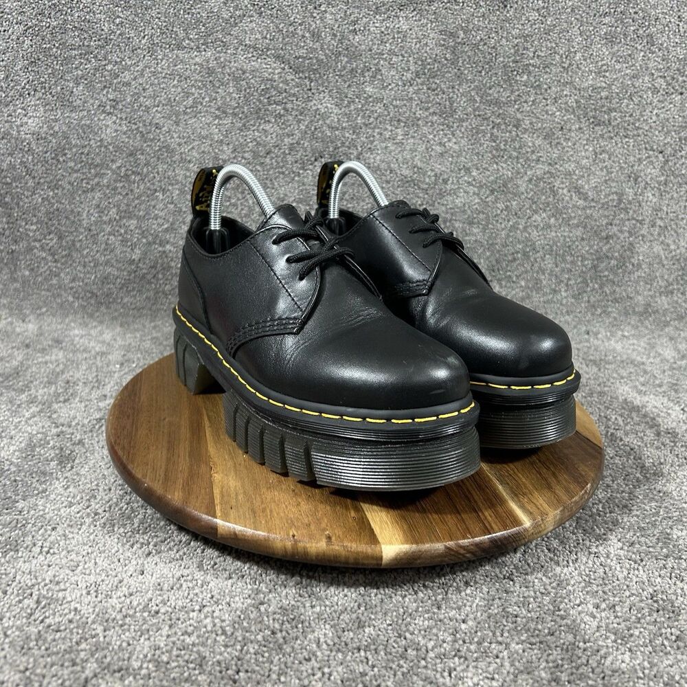 Dr. Martens Audrick 3 Eye Woman’s Size 8 Black Leather Platform Shoes Used - Picture 2 of 12